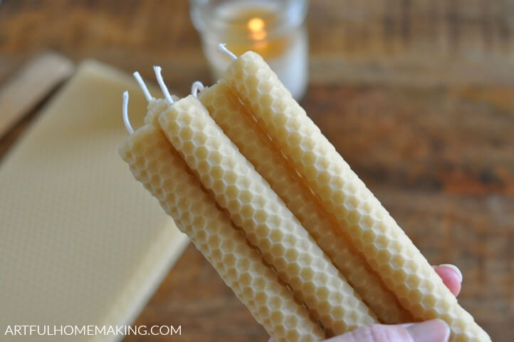 rolled beeswax candles