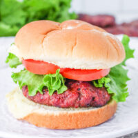 a finished teriyaki burger on a bun