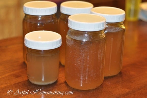 jars of homemade chicken broth