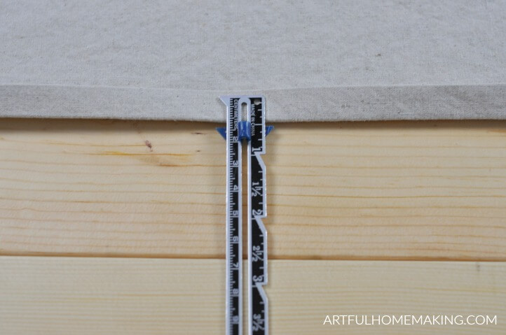 edge of fabric folded up 