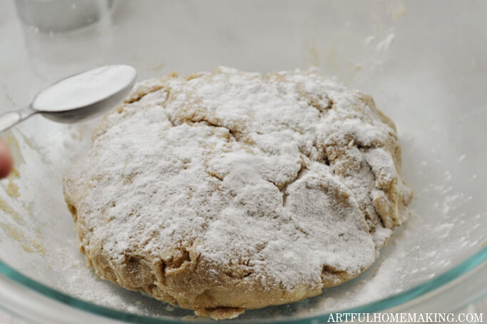 adding baking soda to bowl