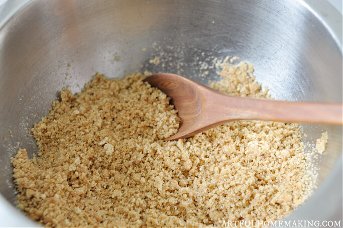 crushed graham crackers in bowl