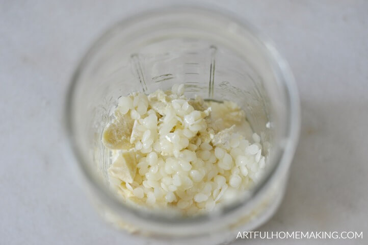 beeswax pastilles in mason jar