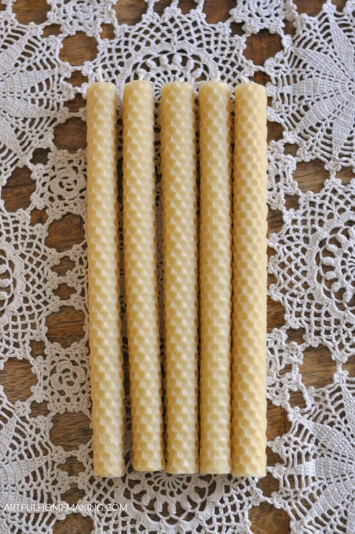 rolled beeswax candles