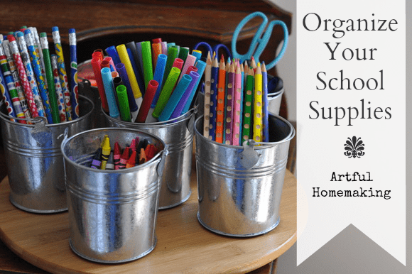 organizing school supplies