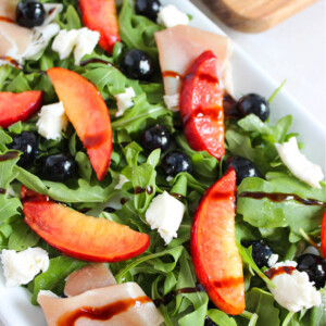 peach and blueberry caprese salad