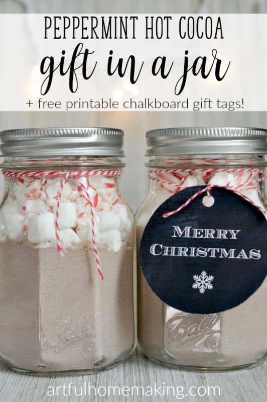 This peppermint hot cocoa is such an easy and simple gift in a jar idea!