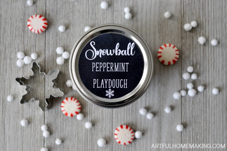 Snowball Peppermint Playdough + Free Printable Tags