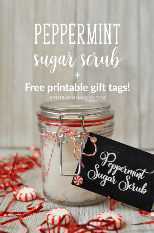 This is a super easy recipe for peppermint sugar scrub and it makes great gifts!