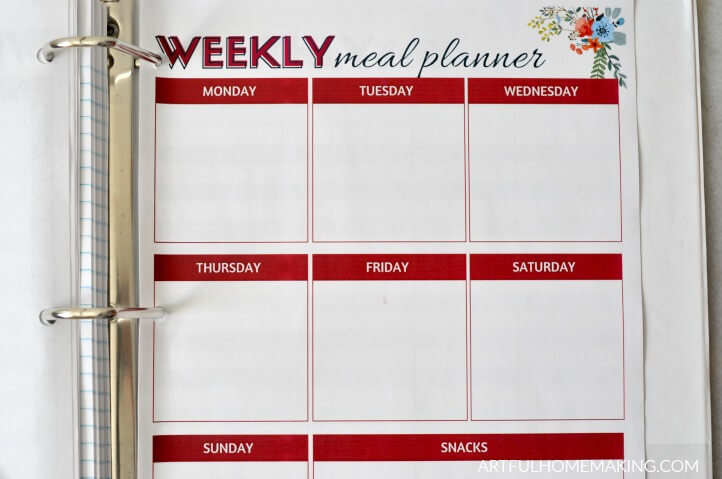 weekly meal planner printable