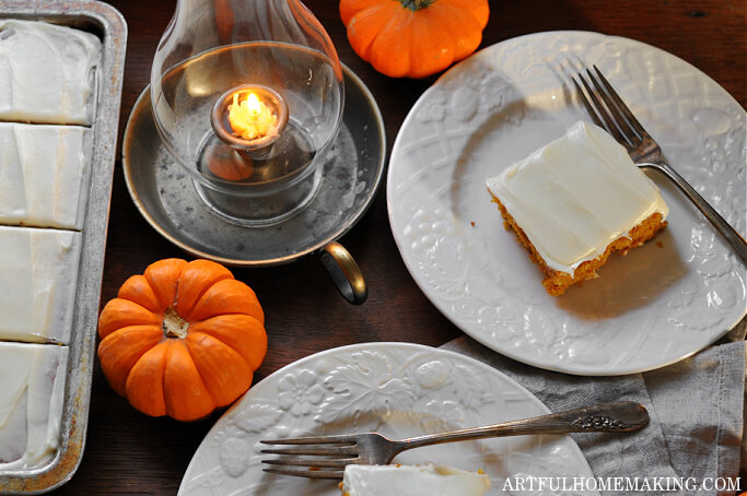 pumpkin bars on white plates