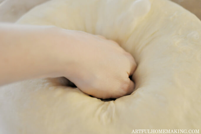 punching down bread dough