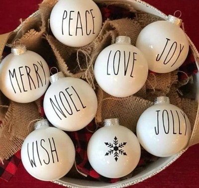 rae dunn inspired christmas ornaments