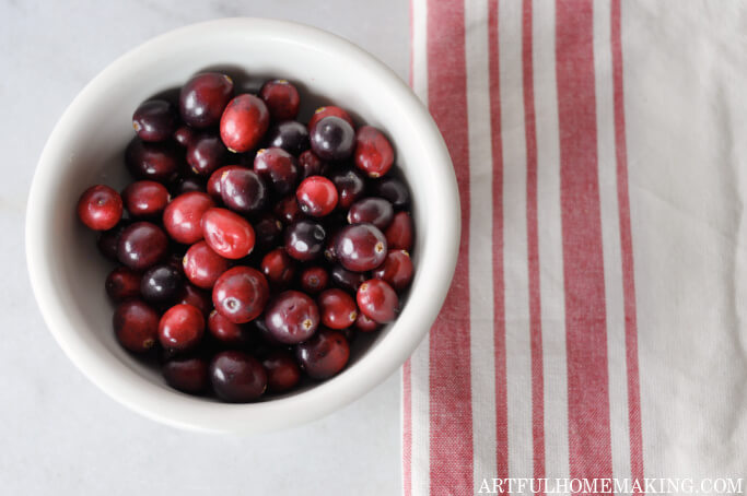 white bowl with cranberries