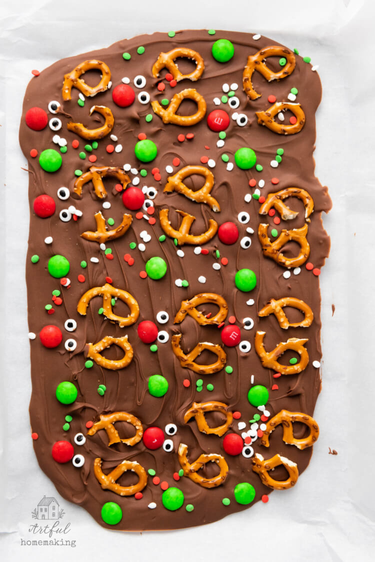 an uncut sheet of reindeer bark chocolate candy