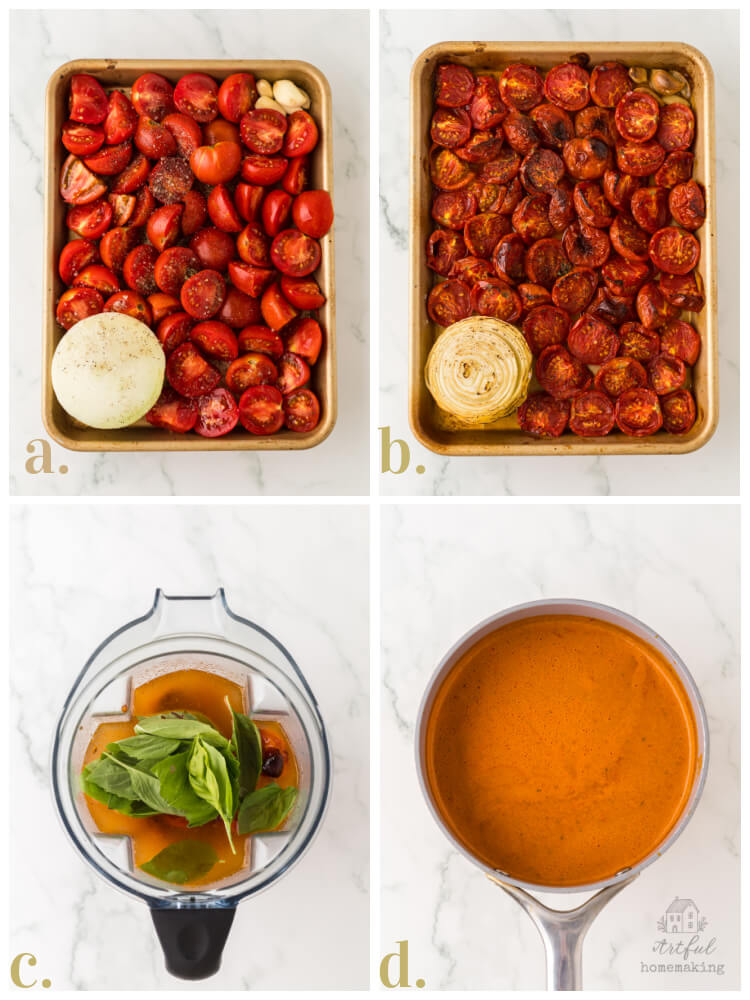 four images featuring steps for making the recipe
