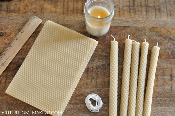 rolled beeswax candles