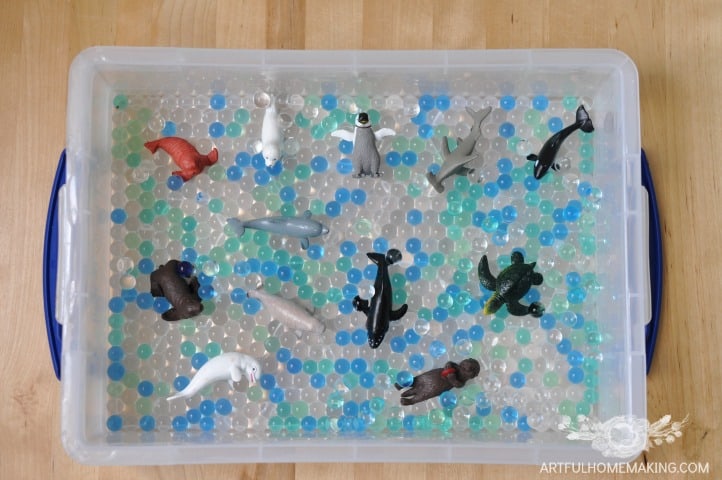 ocean themed sensory bin