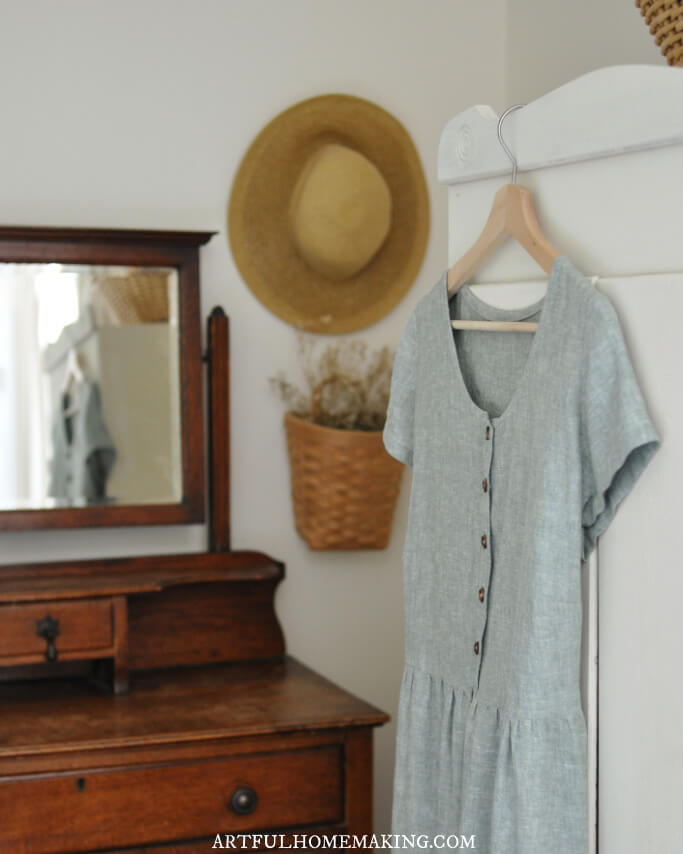 sage green linen dress