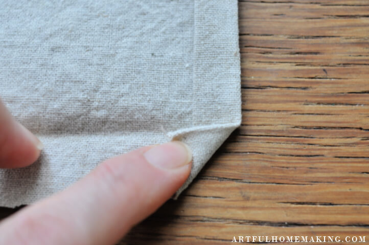 sewing mitered napkin corner