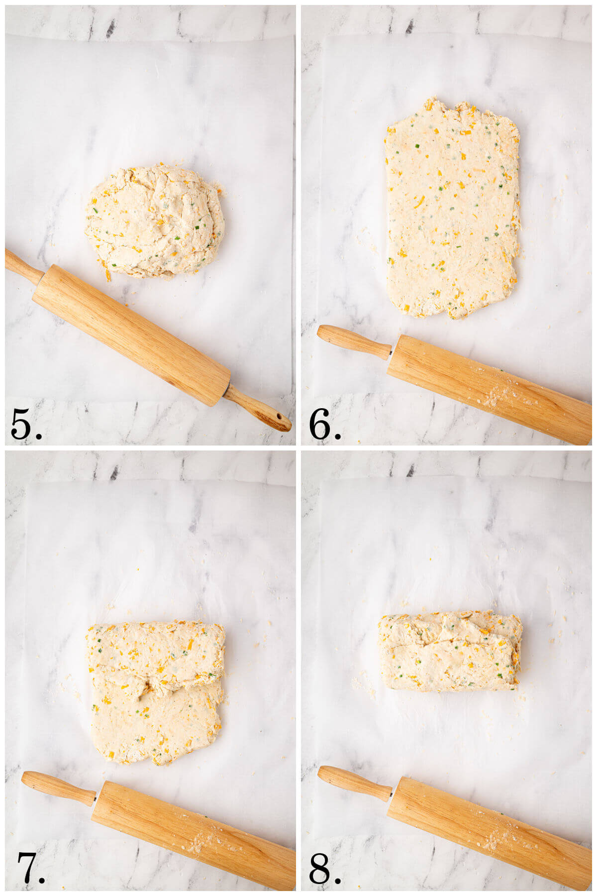 Photo collage of four photos showing steps 5 through 8.