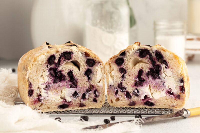 blueberry cream cheese sourdough bread loaf