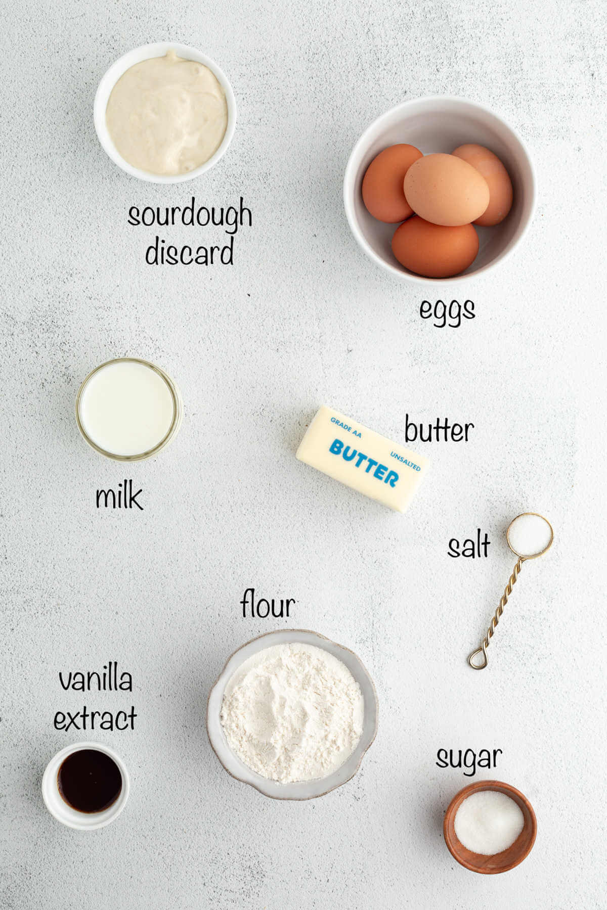 Sourdough crepes ingredients.