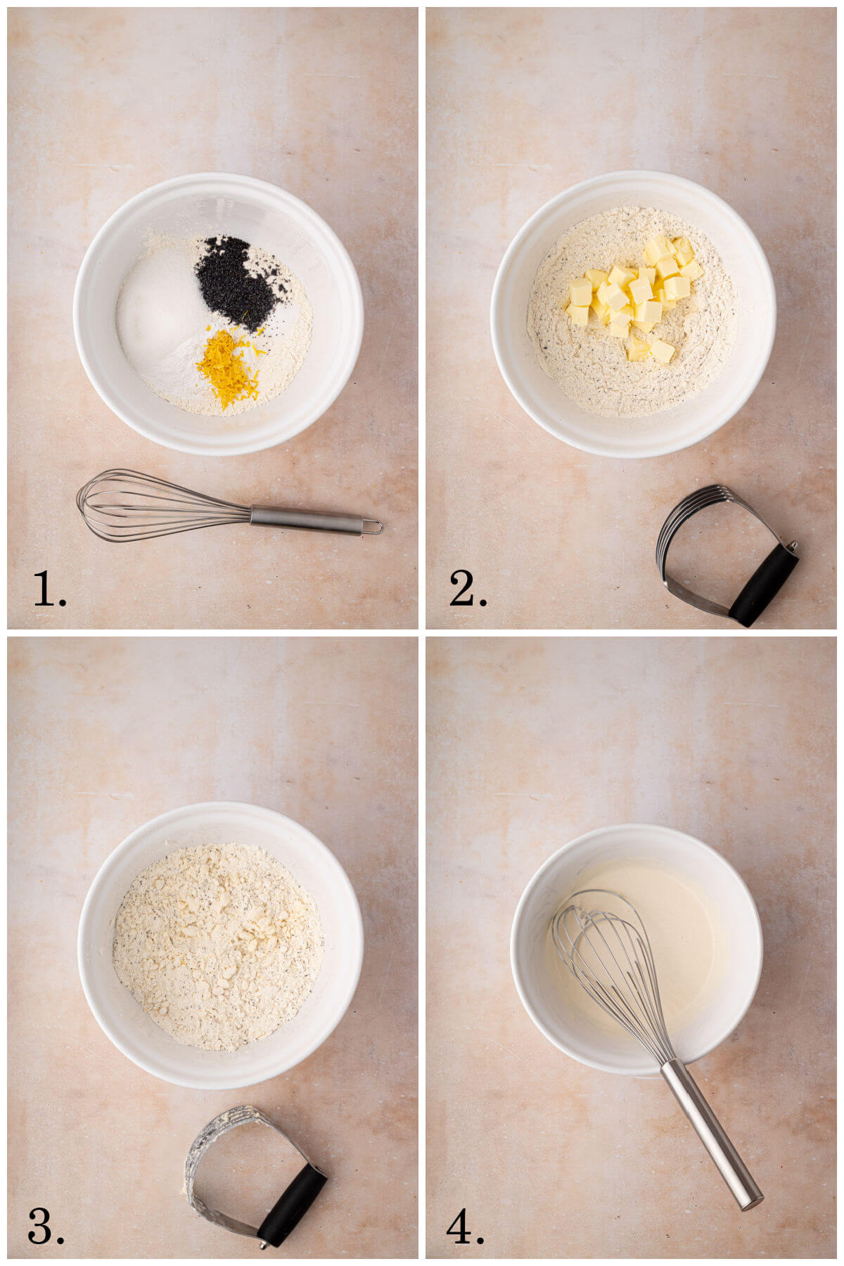 Four photos showing recipe steps 1-4.
