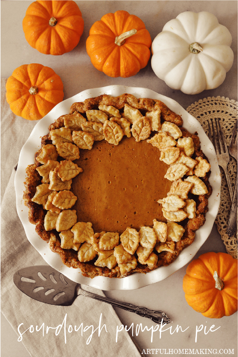 sourdough pumpkin pie with text overlay with the words "sourdough pumpkin pie."