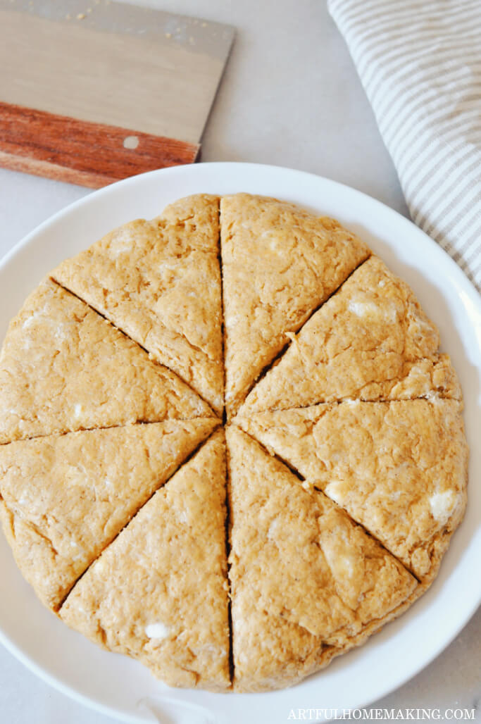 dough cut into eight wedges