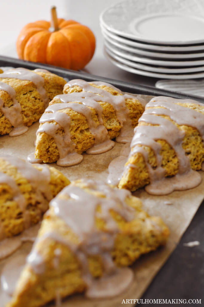 scones on parchment paper lined baking sheet