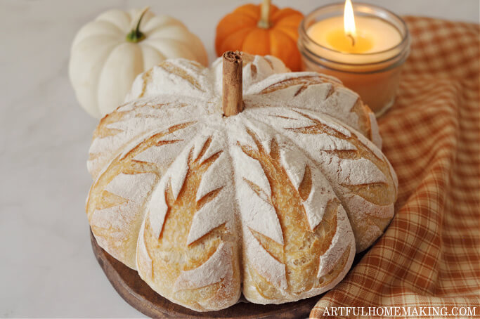 pumpkin shaped sourdough bread