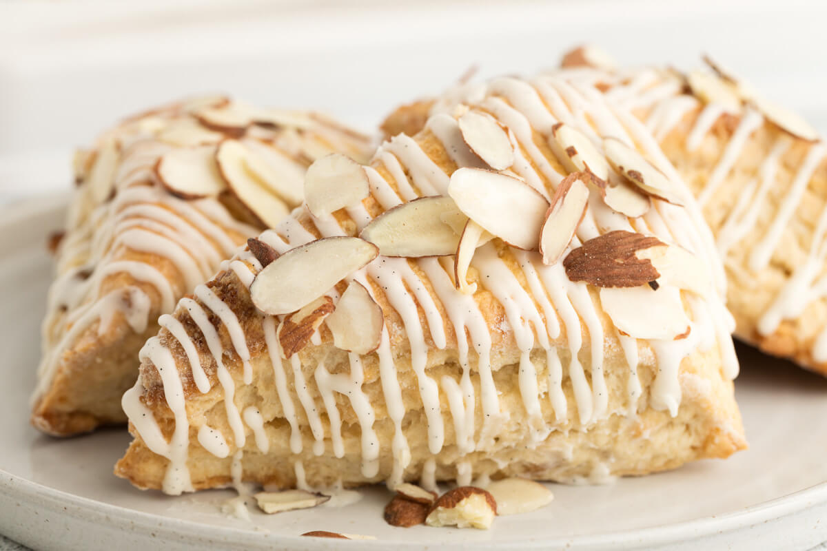 sourdough almond scones on a plate