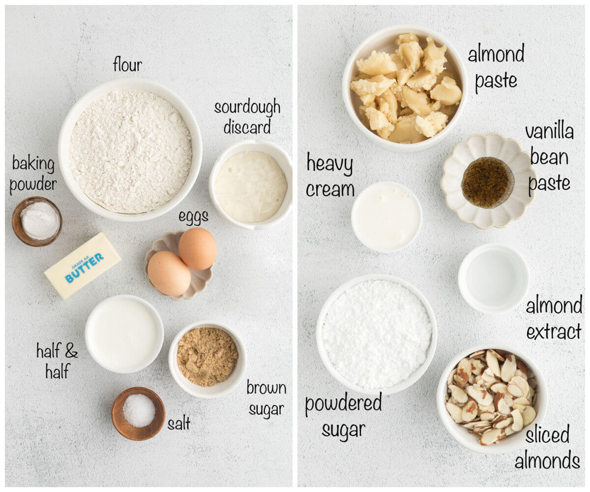 top down view of ingredients in small bowls