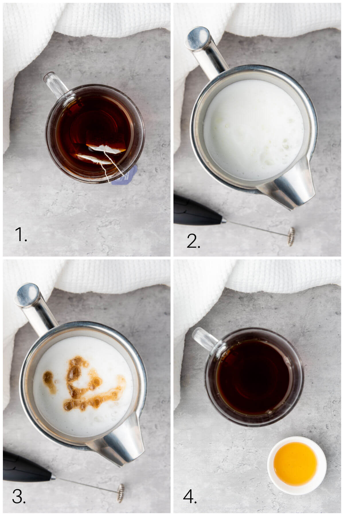 Photo showing four phots illustrating steps for making the recipe.