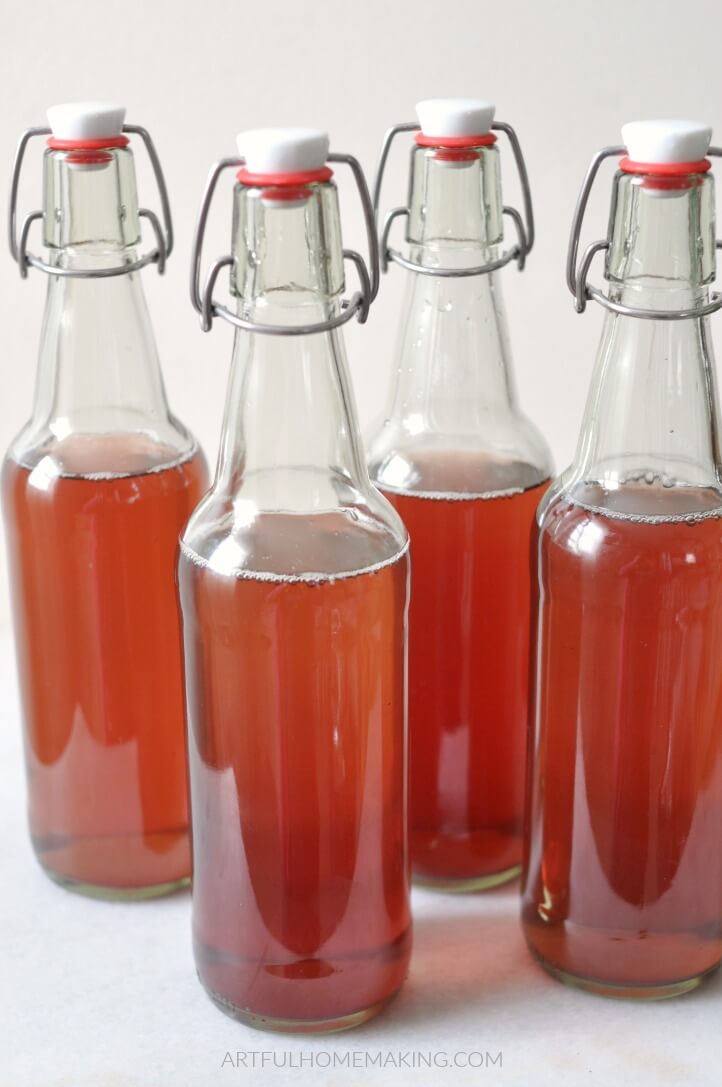 fermented drink in flip top bottles