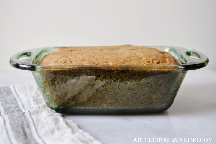 healthy banana bread in loaf pan