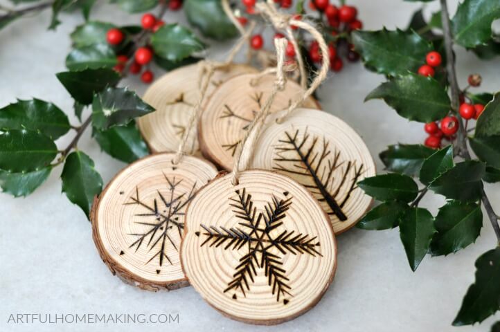 Rustic Wood Slice Christmas Ornaments DIY Tutorial - Artful Homemaking