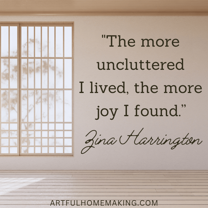 zina harrington decluttering quote